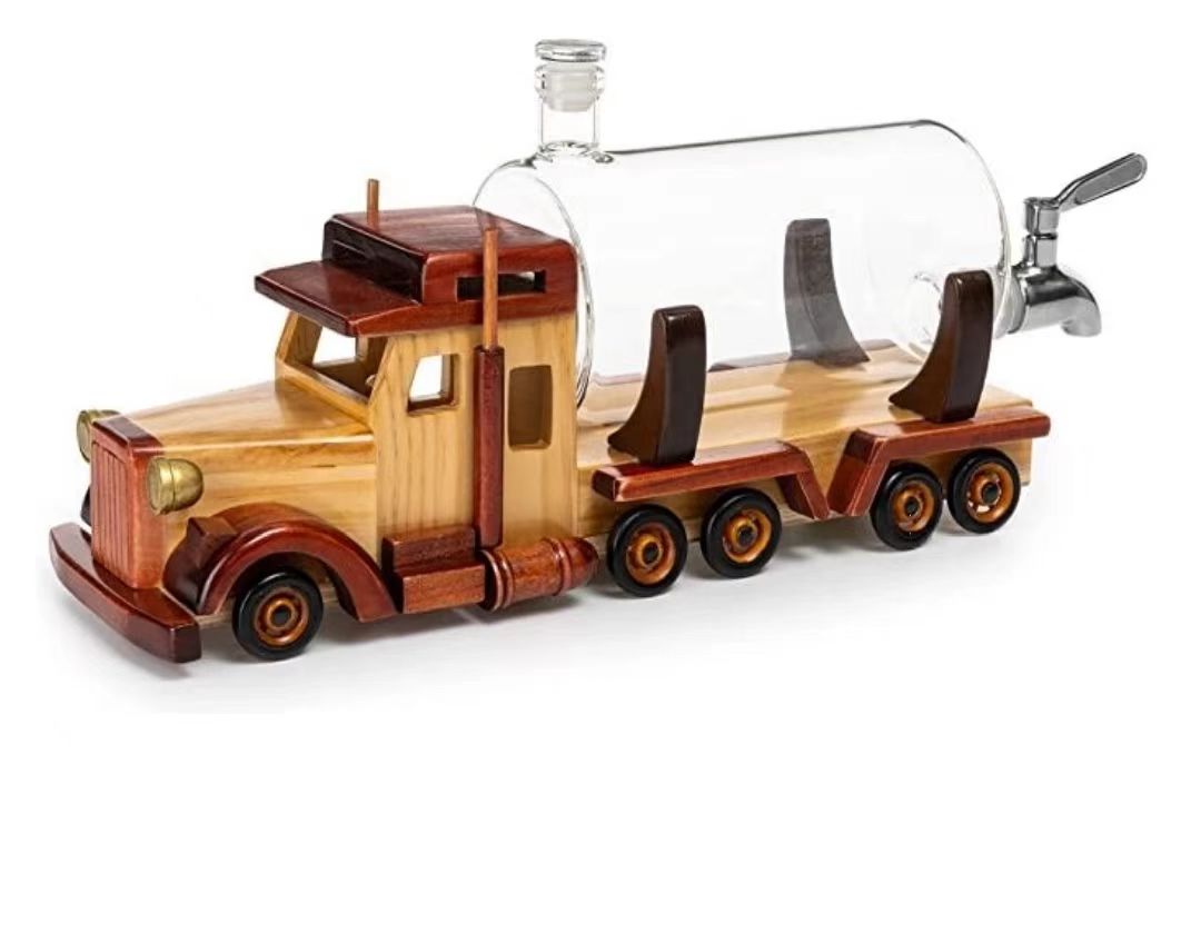 河间华企吹制卡车醒酒器地球仪醒酒器高硼硅玻璃工艺酒瓶厂