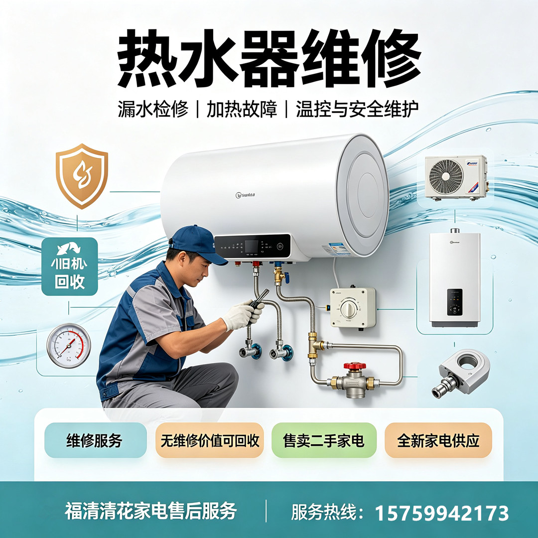 热水器维修｜不加热漏水故障修复、全新二手热水器售卖服务-- 福清清花家电售后服务